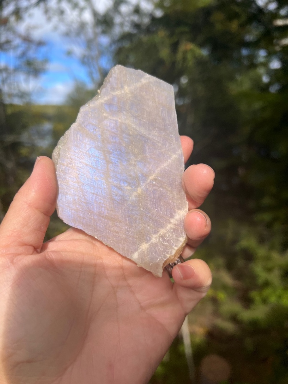 Moonstone (8) slab with stand | Crystal